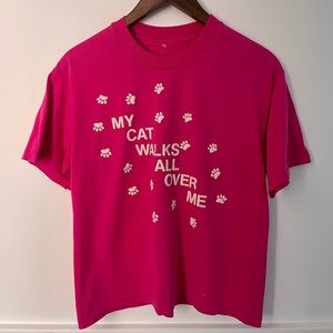 Vintage Cat Tee “My Cat Walks All Over Me”